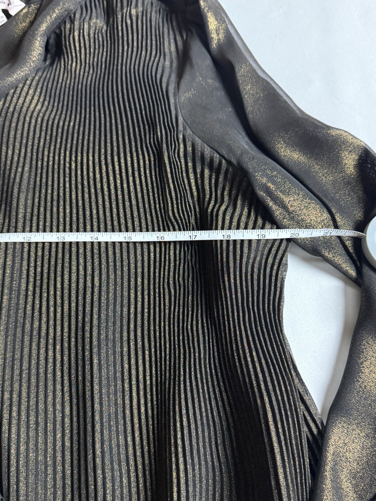 NANETTE LEPORE Pleaded Black Gold Dress Sz 10   (B.129)