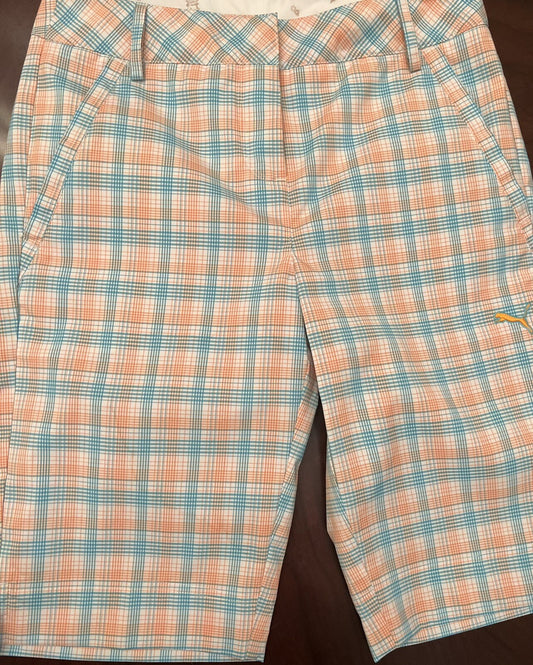 PUMA Women’s Golf Shorts Size 0 Orange Green