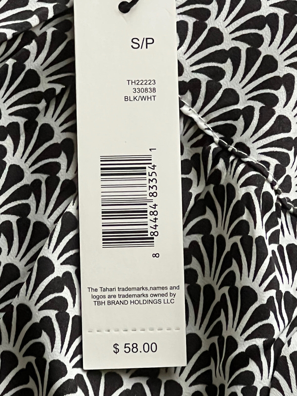 TAHARI Women's Blouse Black,White Top Sz S