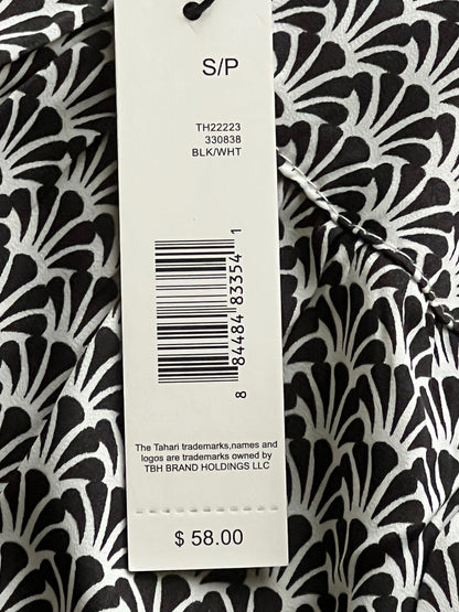 TAHARI Women's Blouse Black,White Top Sz S