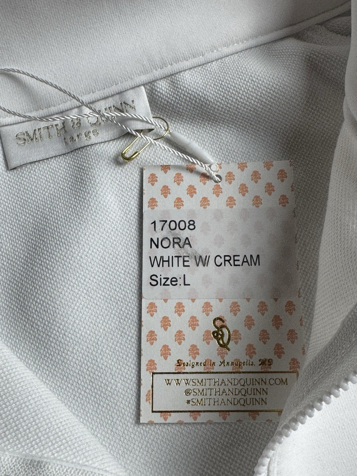 Smith & Quinn Sweater 1/4 Zip White Size L. (B.091)
