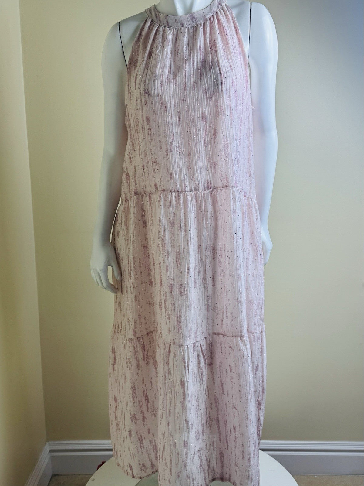 Sapphire Women’s Pink Rhinestones Long Maxi Dress Sz M.  (B.151)