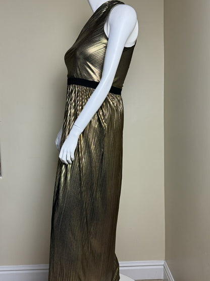 Shelby Nites One Shoulder Gold Dress Sz 14. (B.109)