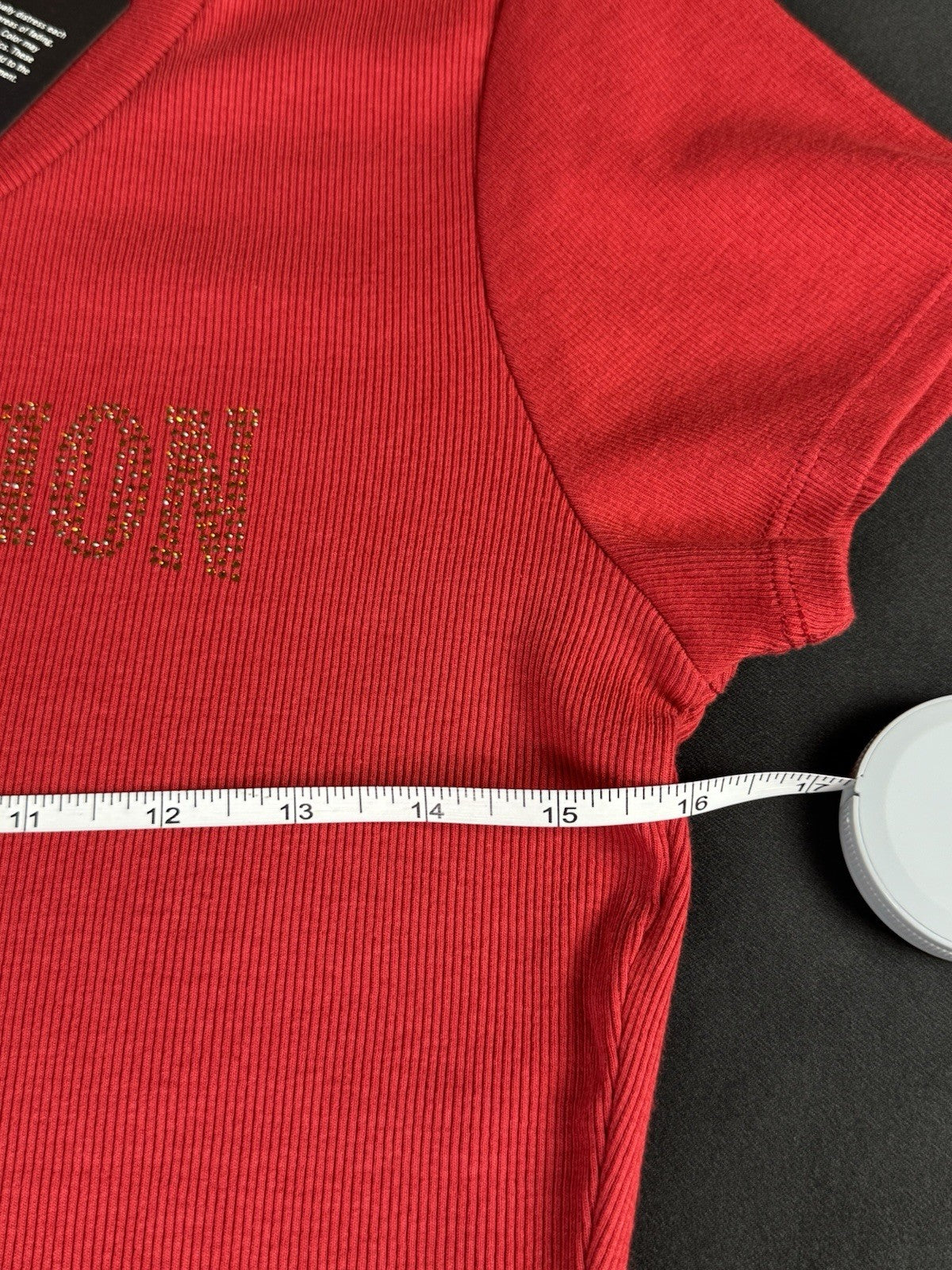 $109 True Religion Red Rhinestone Logo Dress Size XL.    (B.082)