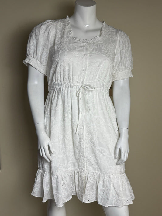 $148 NANETTE LEPORE White Laced Dress Sz 14   (B.11)