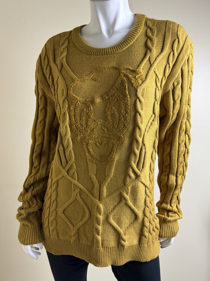 $69 DISNEY Cable Knit Sweater Donald Duck Size M Long Sleeves. (B.123)
