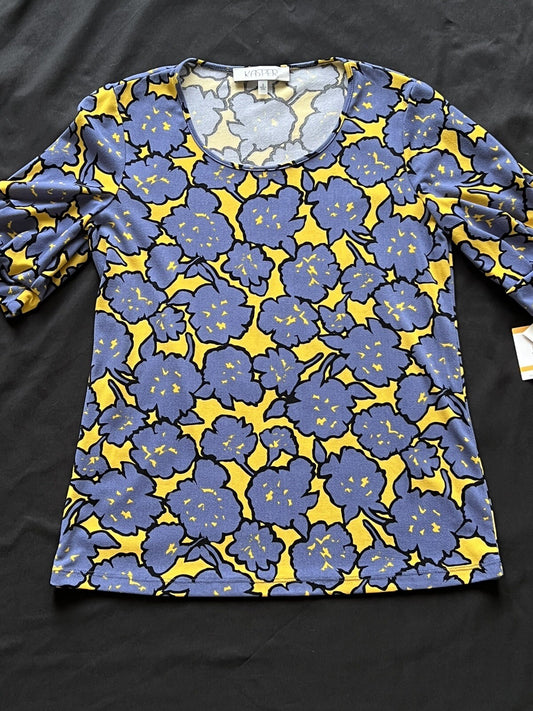 Kasper Women’s Blouse Sz S Blue Yellow Pattern Top