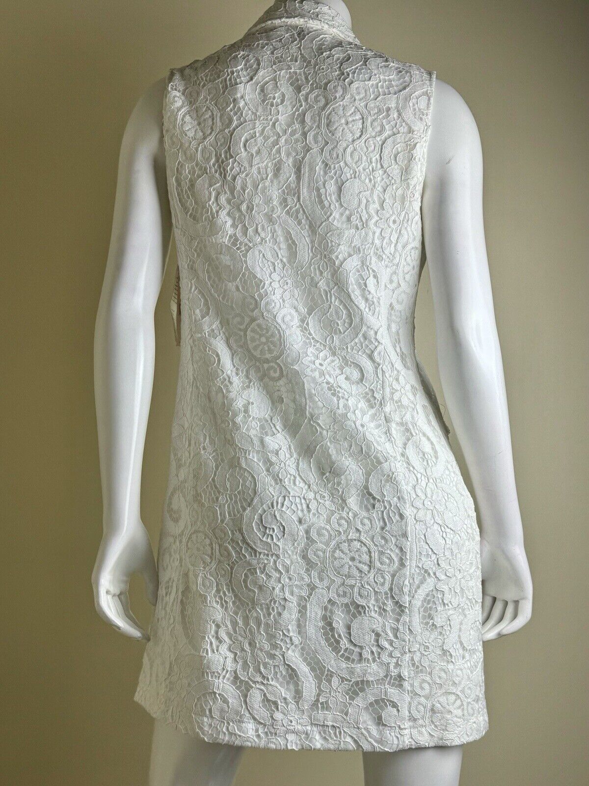 $108 NANETTE LEPORE White Long LACE VEST Dress SZ M (B.79)