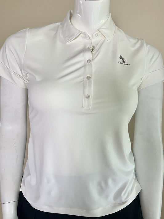 Fairway & Greene Women's Top Golf Polo Shirt Ivory Sz L.  (B.49)