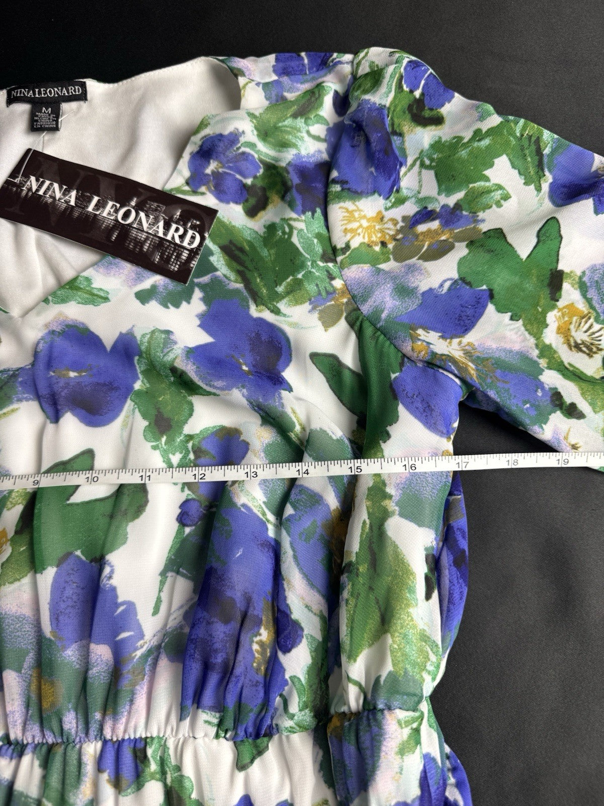 Nina Leonard Floral Maxi Dress Sz M.   (B.173)