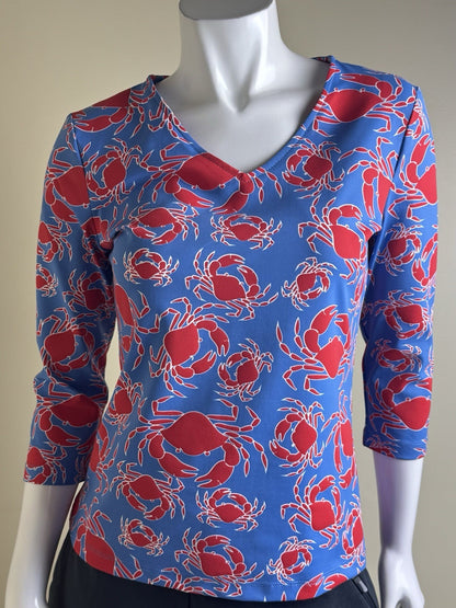 Sailor-Sailor Women’s Crabs Printed Golf Tennis Shirt Size S (B.158)