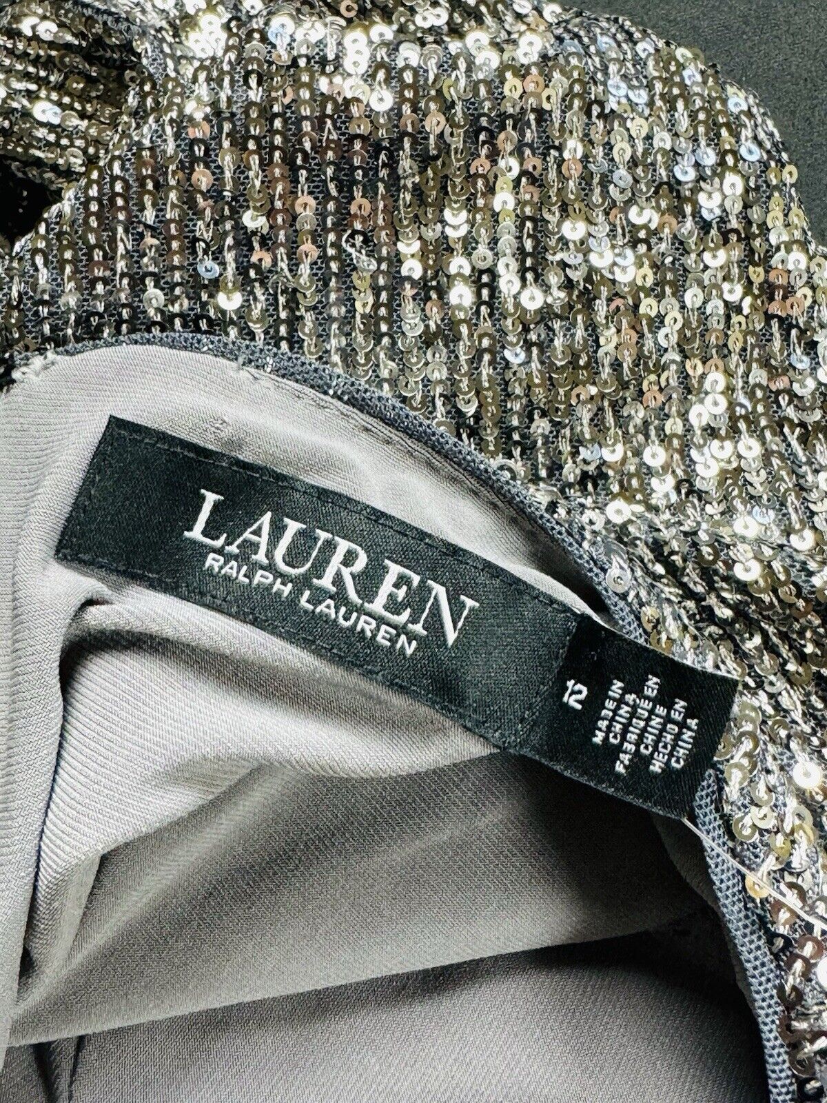 $295 Lauren Ralph Lauren Glitter Sequined Dress Size 12.    (B.88)