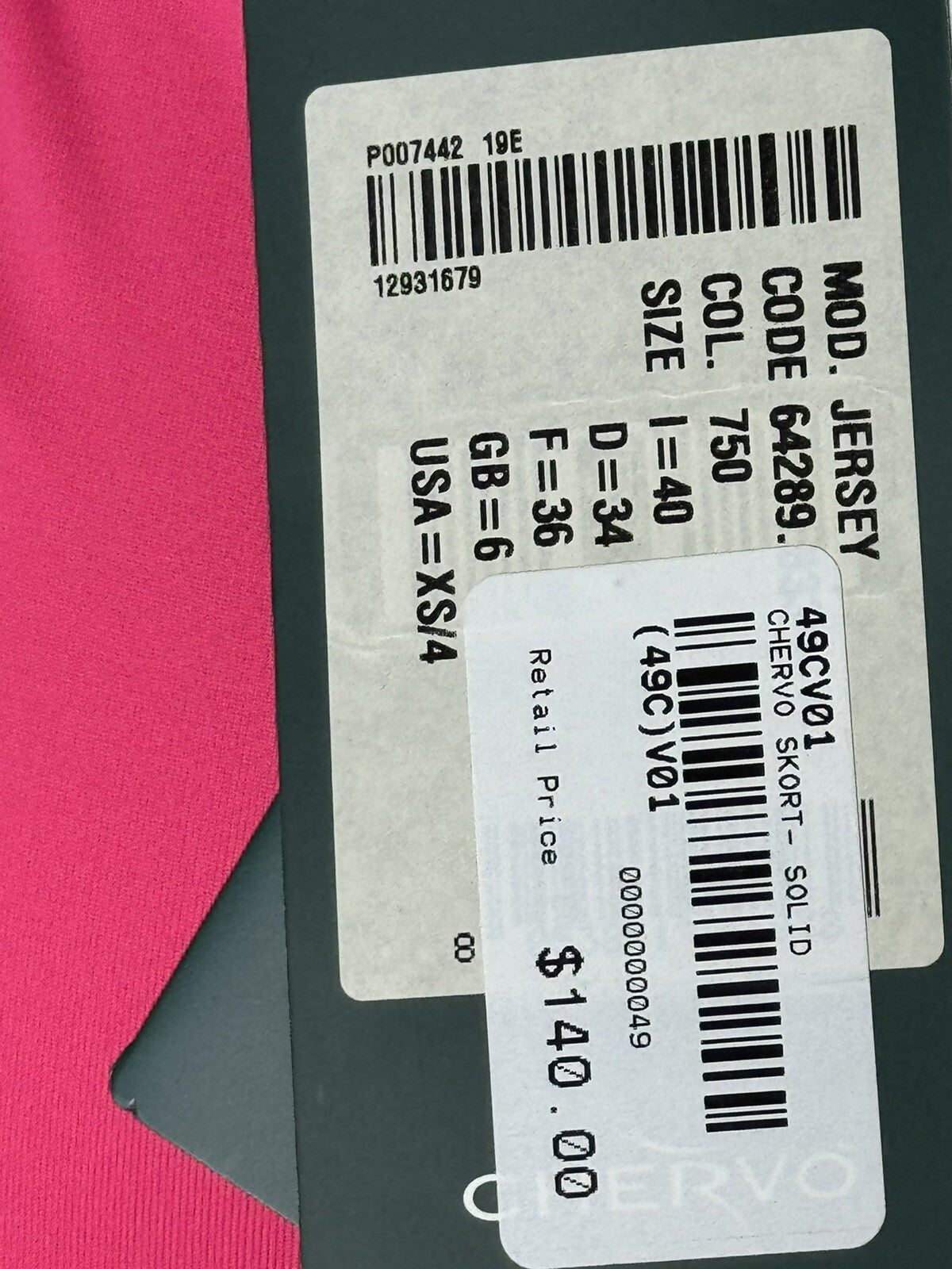 Chervo Sports Skirt Skort Women's Pink Stretch Golf Pockets Tennis Sz XS.   (64)