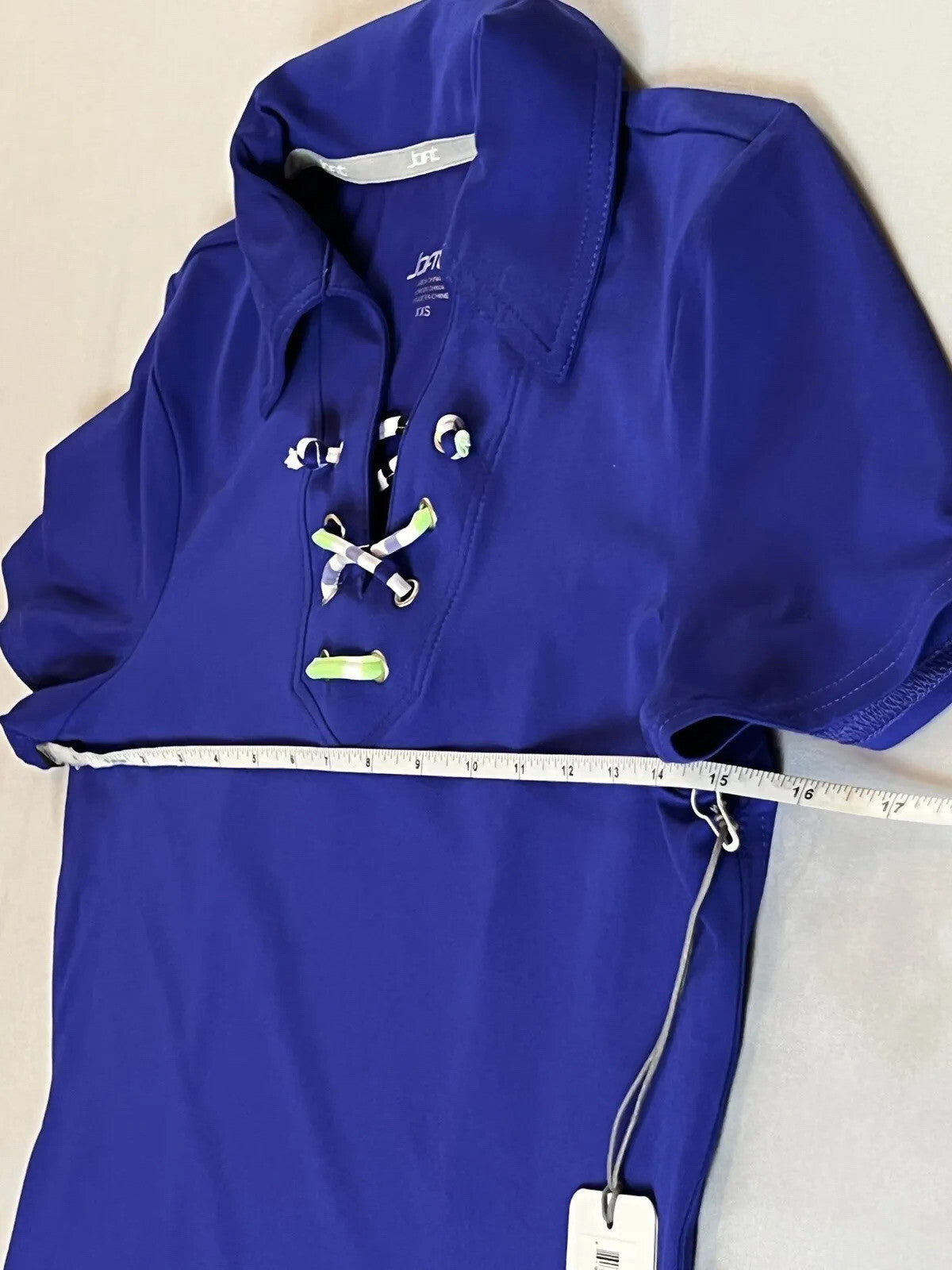 JOFIT WOMEN'S Top Blue GOLF Lace Up SHIRT SZ XXS (16)
