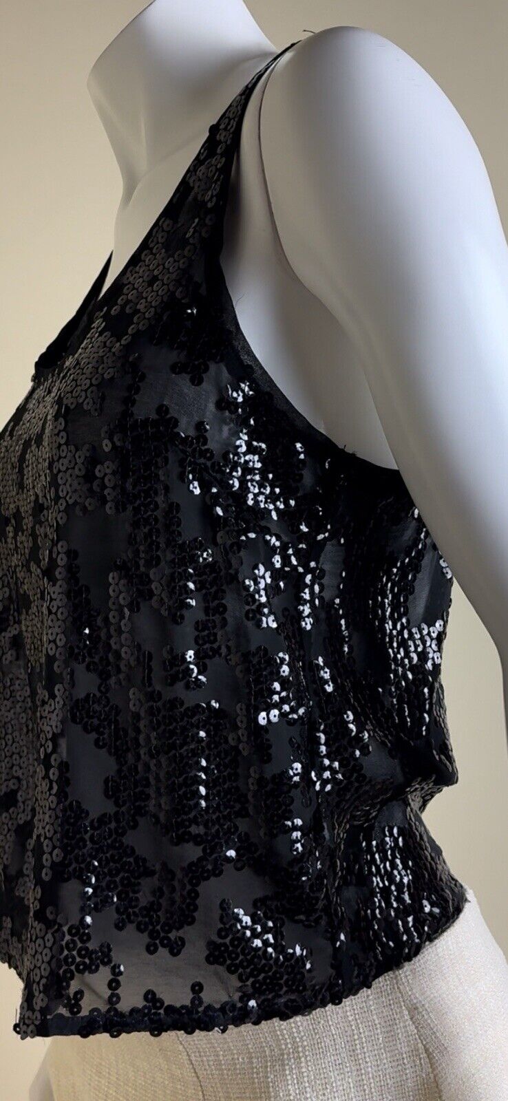 House of Harlow 1960 Tank Top Size L Sequined Black  (B.84)