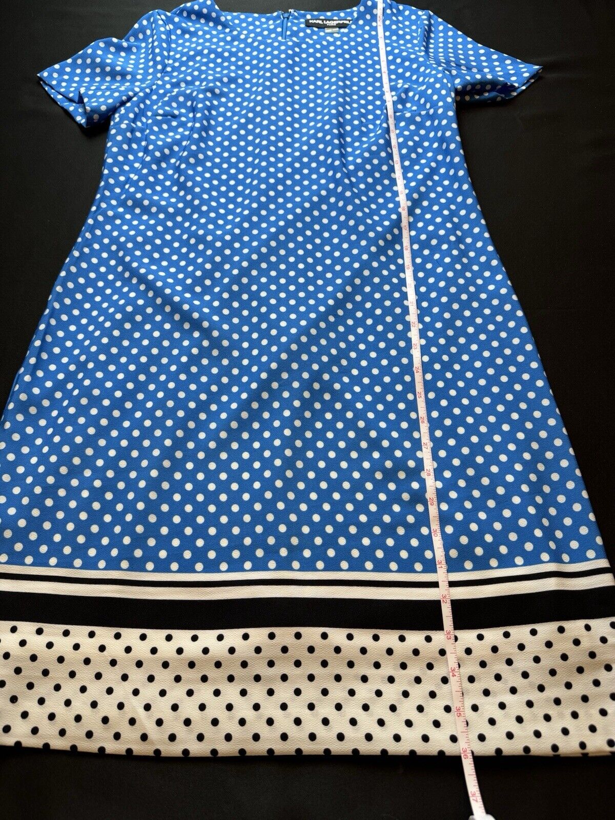 $138 Karl LAGERFELD Paris Women’s Polka dot Dress Sz 4 Blue (B.79)