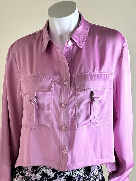 $129 Laundry by Shelli Segal Women’s Satin Feel Blouse Pink Sz L. (B.66)