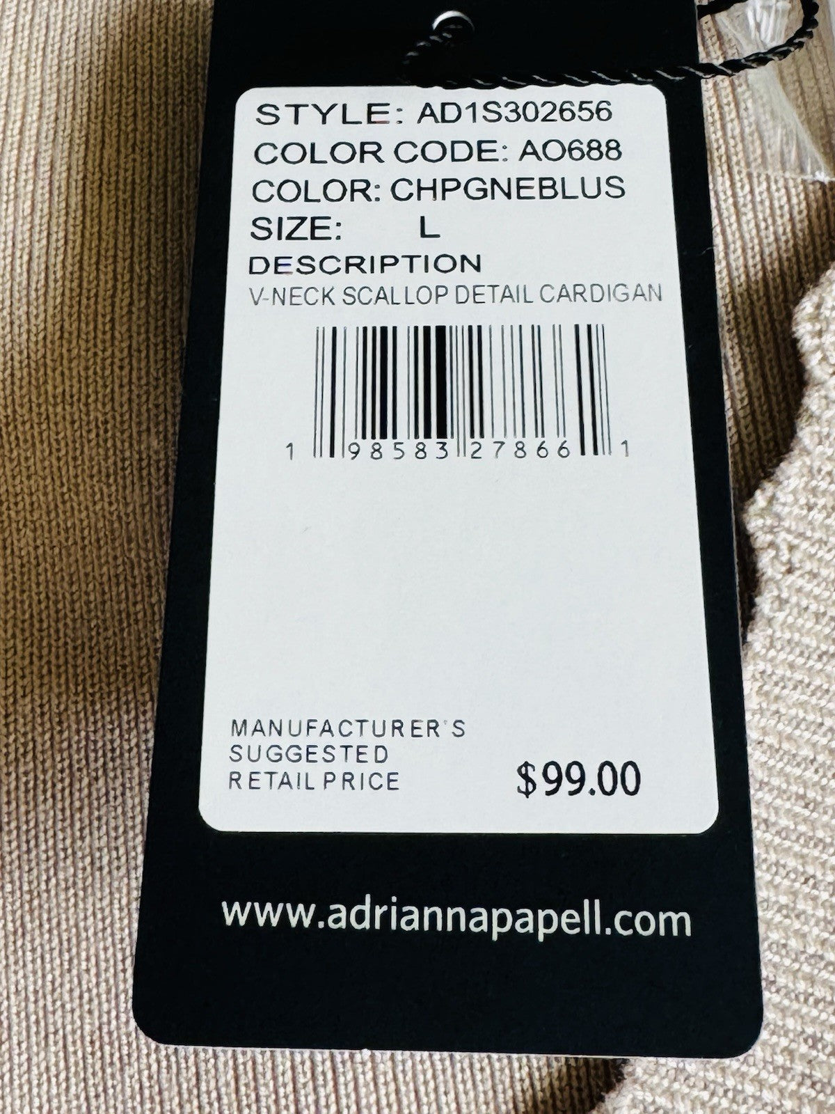 $99 Adrianna Papell Knit Cardigan Jacket – Size L.  (B.119)