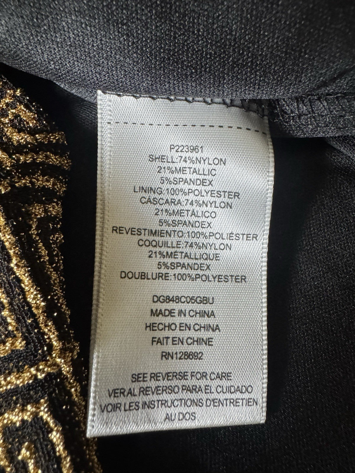 Madden Girl Women's Bodycon Dress Black/Gold Sz XL.  (B.119)