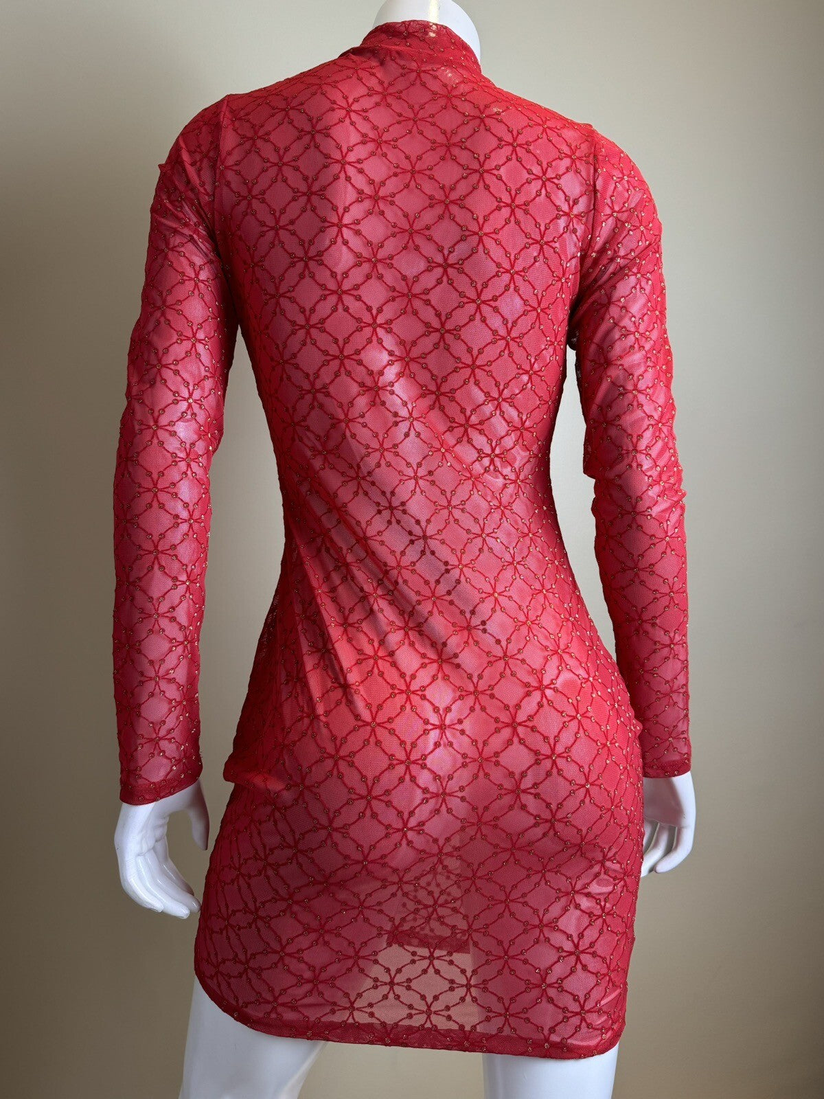j.our Women’s Mesh Red Long Sleeve Dress Sz S (71)