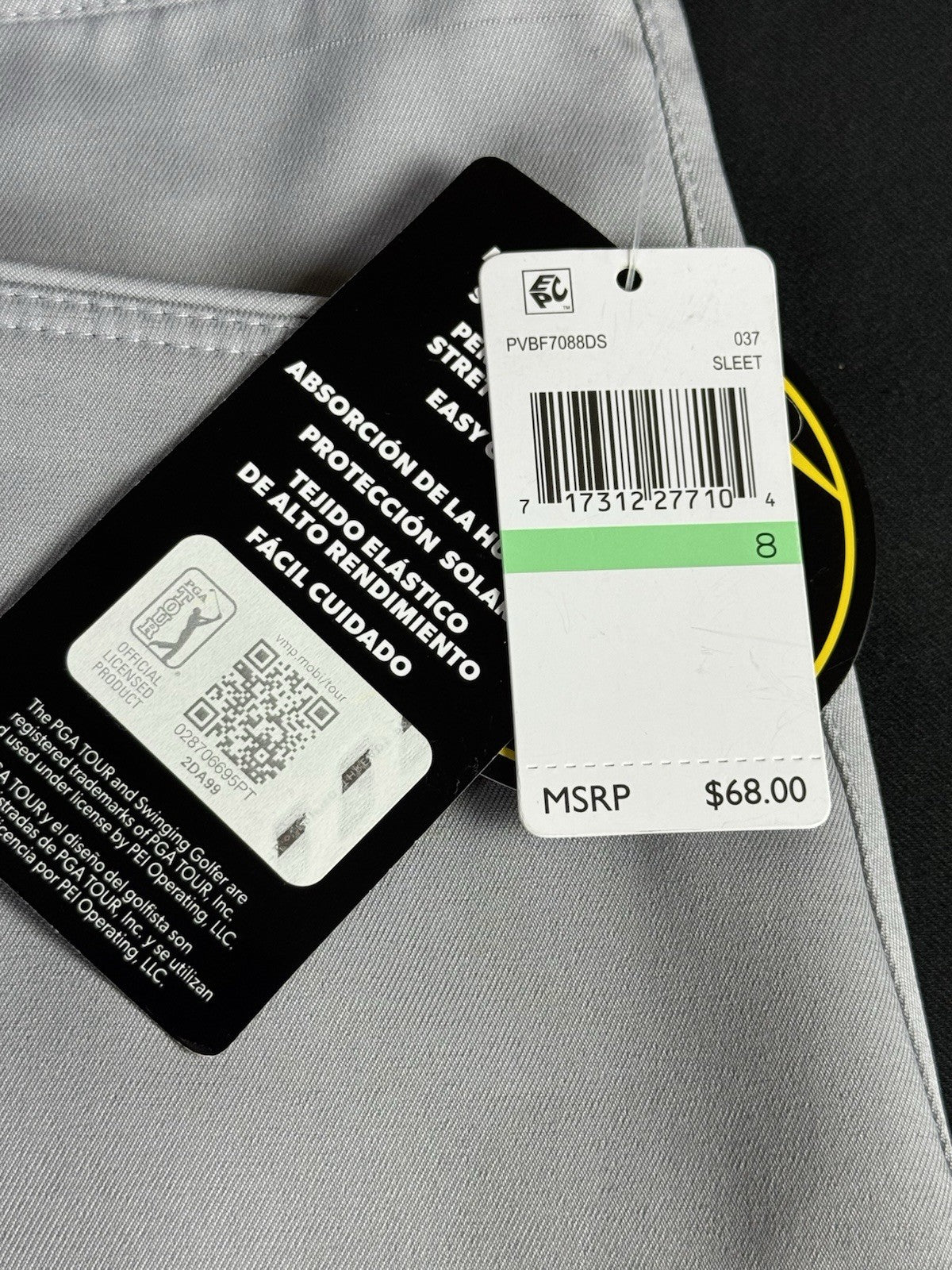 $68 PGA Tour Women’s Golf Skort Gray Pockets Sz 8.    (B.070)