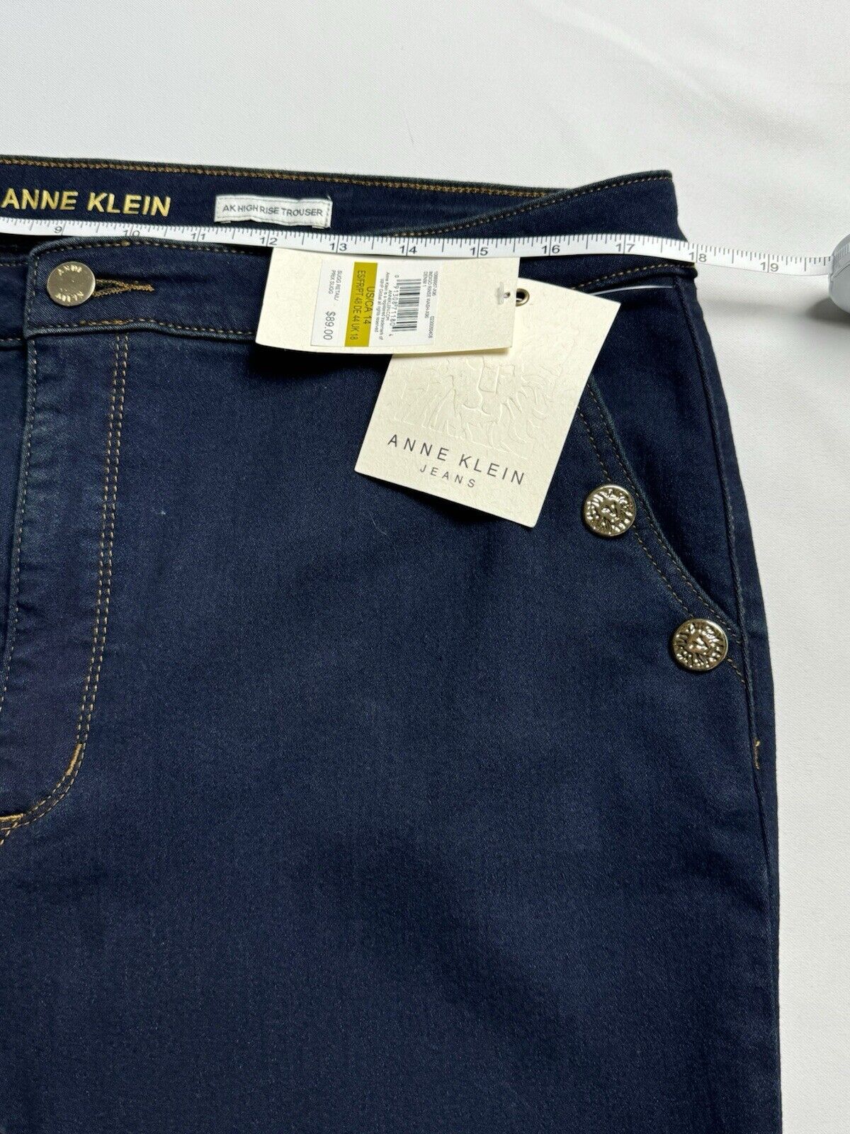 ANNE KLEIN Women’s Denim Blue Jeans Sz 16. (B.88)