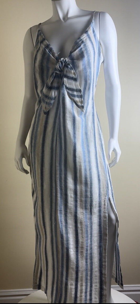 YFB Women's Striped Linen Dress Maxi Sz M (B.84)