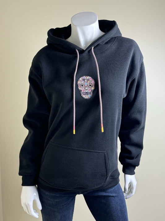 Viori La Vio Women’s Skull Rhinestone Hoodie Sweater Sz M.  (B.94)