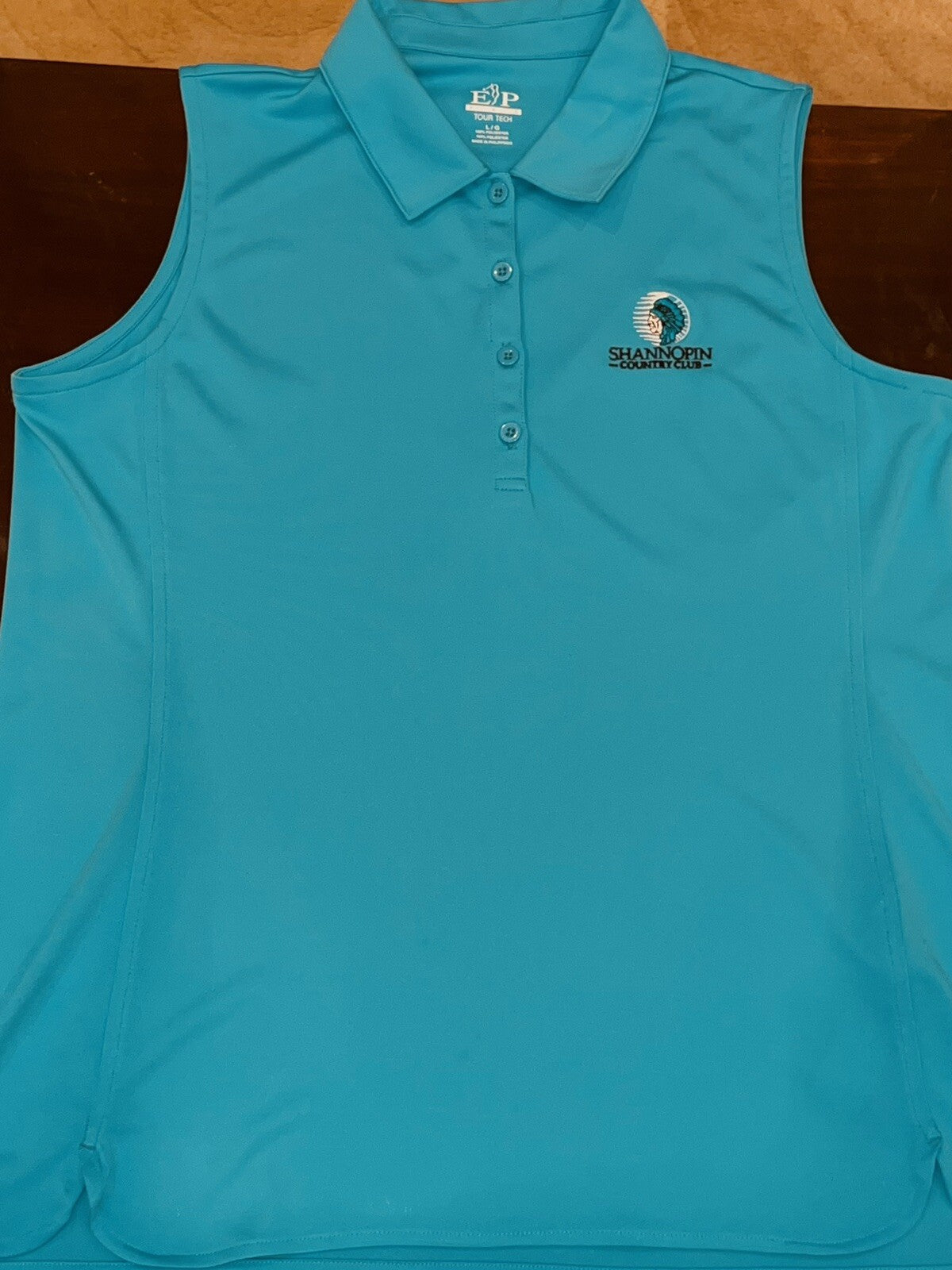 E.P Pro Tour Tech Women’s Top Golf Polo Shirt Sz L Blue (16)