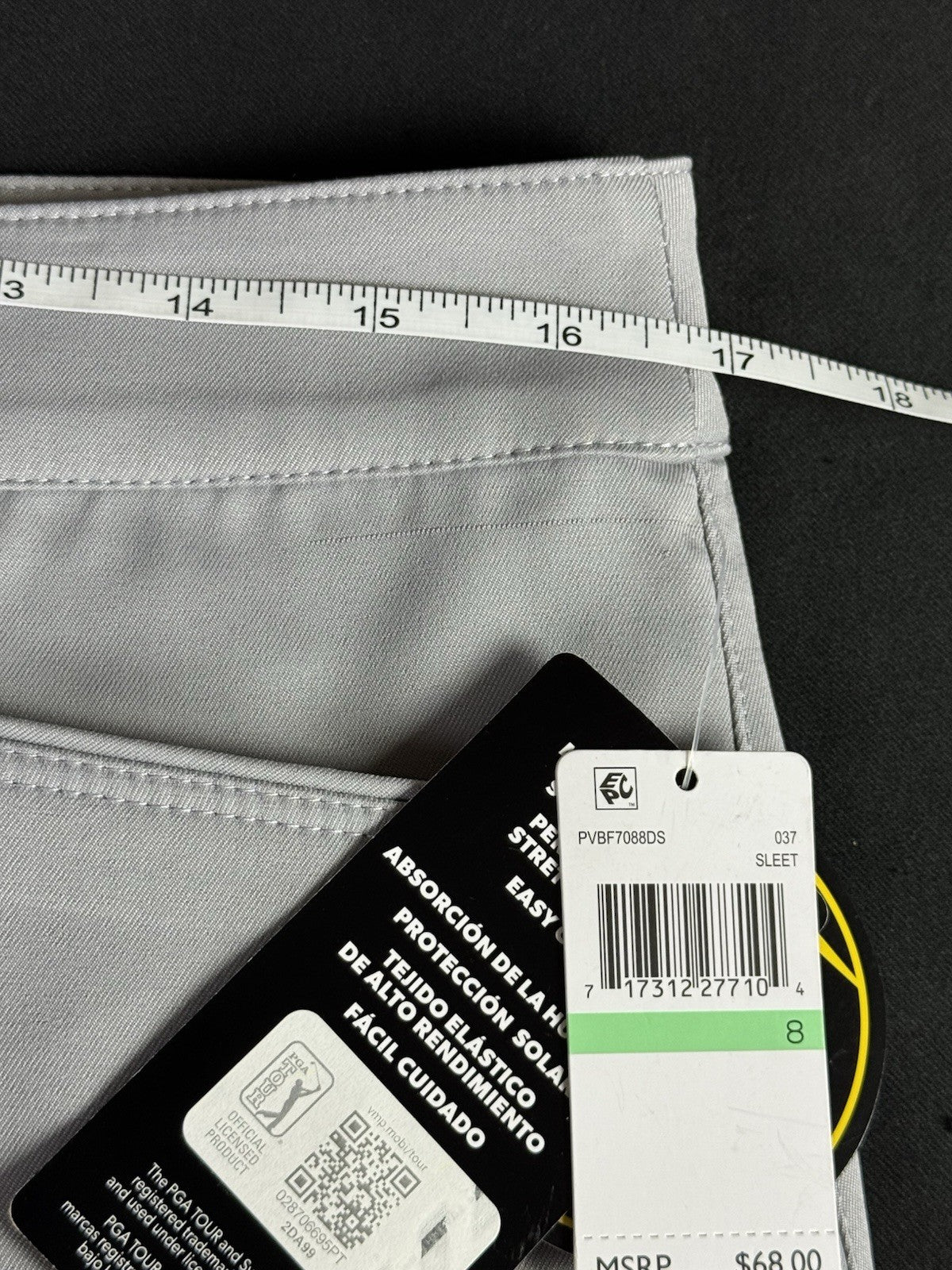 $68 PGA Tour Women’s Golf Skort Gray Pockets Sz 8.    (B.070)