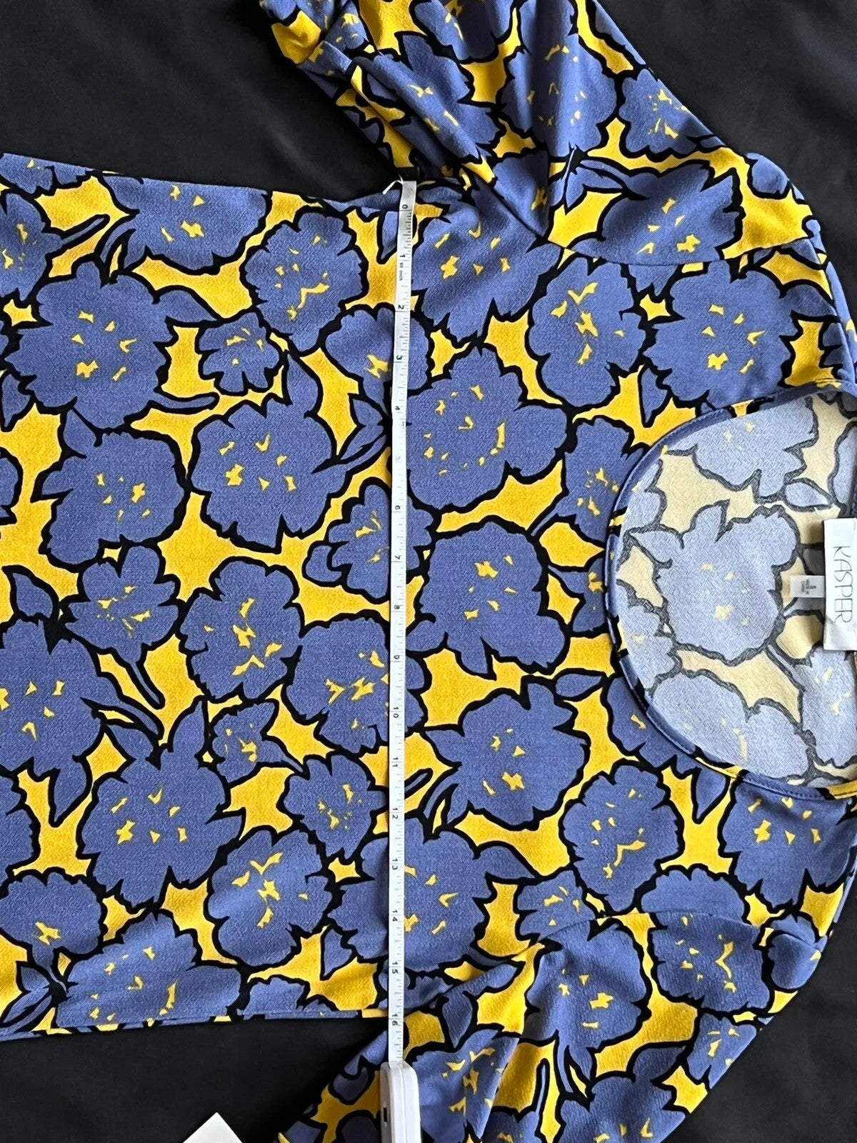 Kasper Women’s Blouse Sz S Blue Yellow Pattern Top