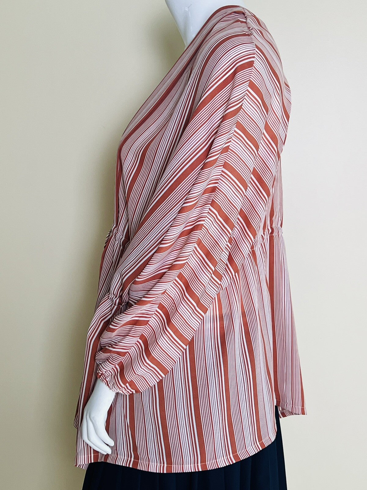 Pretty Little Thing Stripes Open Front Kimono Duster Size L Topper Coverup (9)