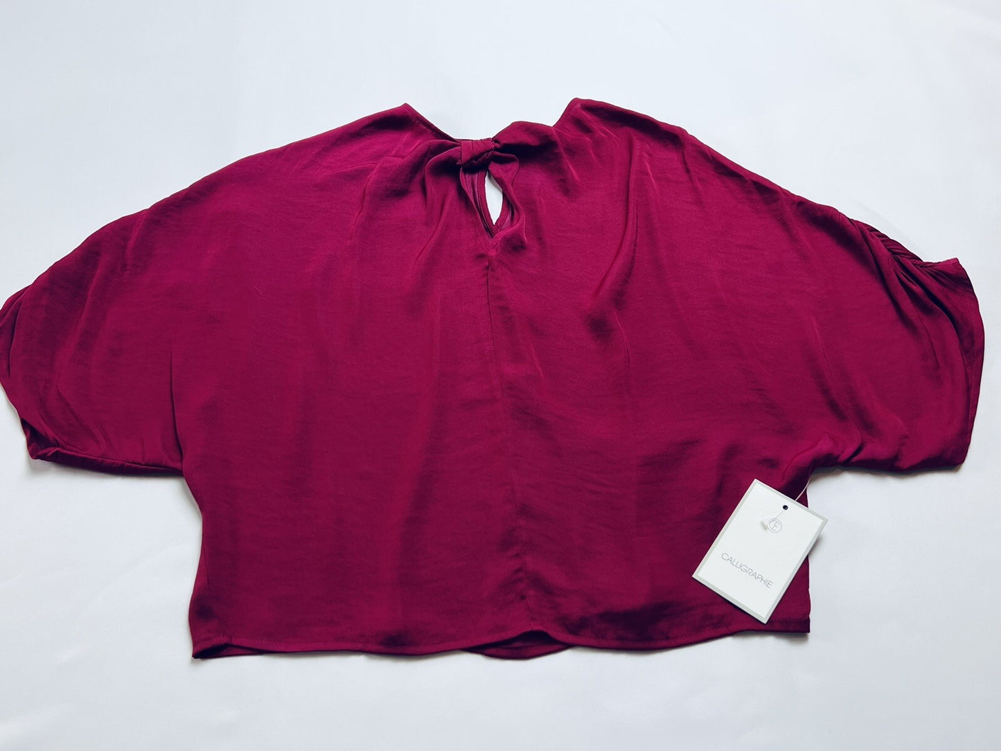 Calligraphie Fuchsia Short Sleeve Blouse Sz L