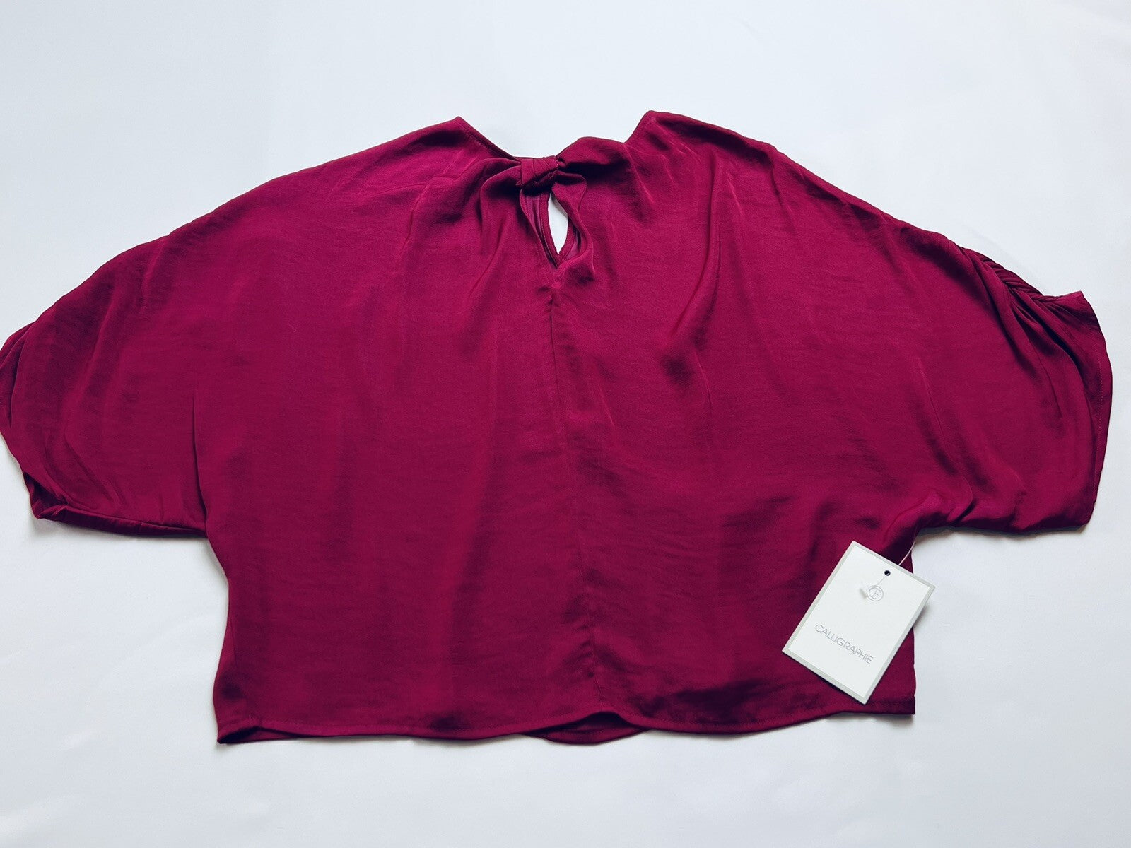 Calligraphie Fuchsia Short Sleeve Blouse Sz L