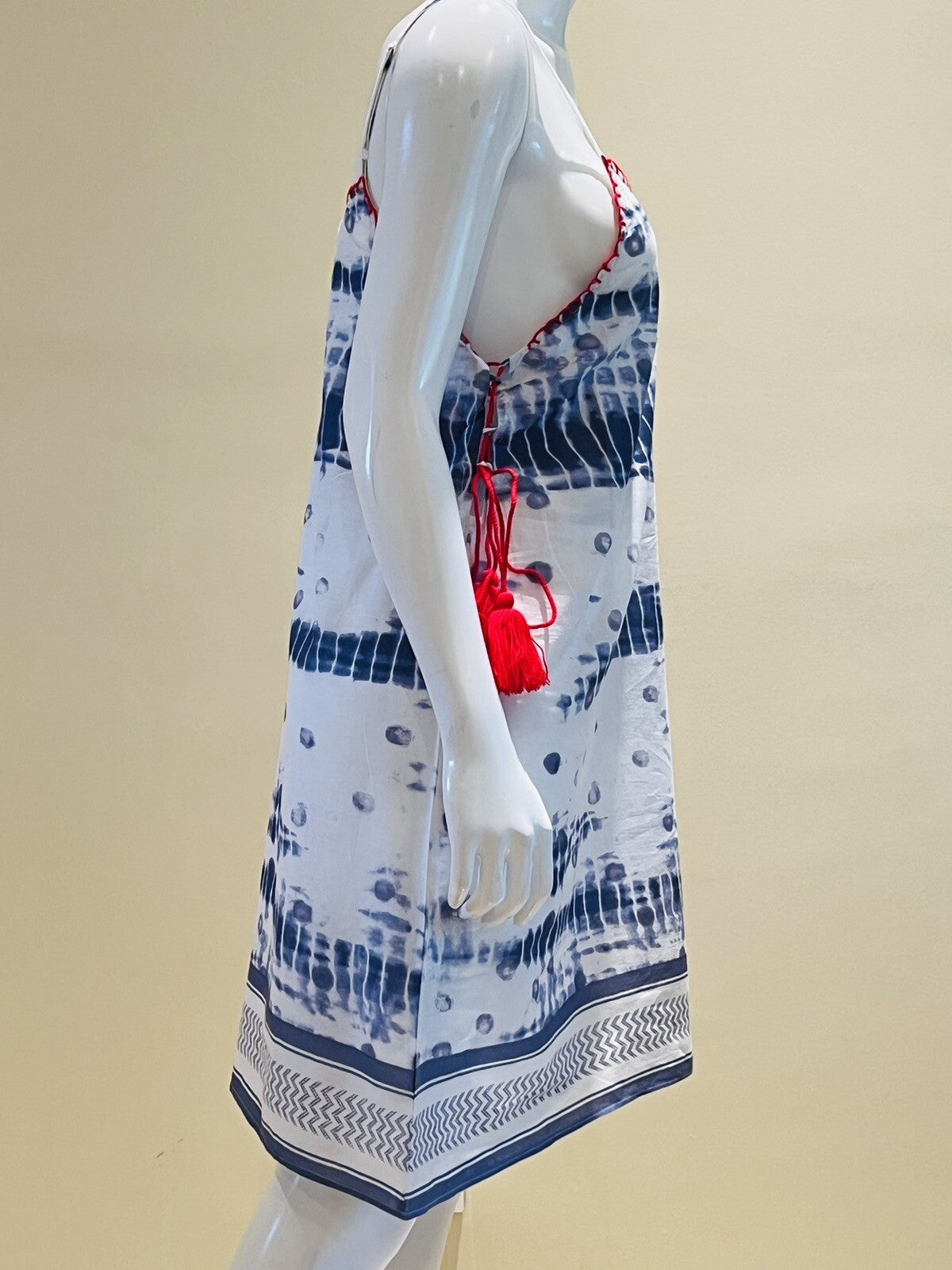 AMERICA & BEYOND Tiered Blue Cover Up Dress Adjustable Size L