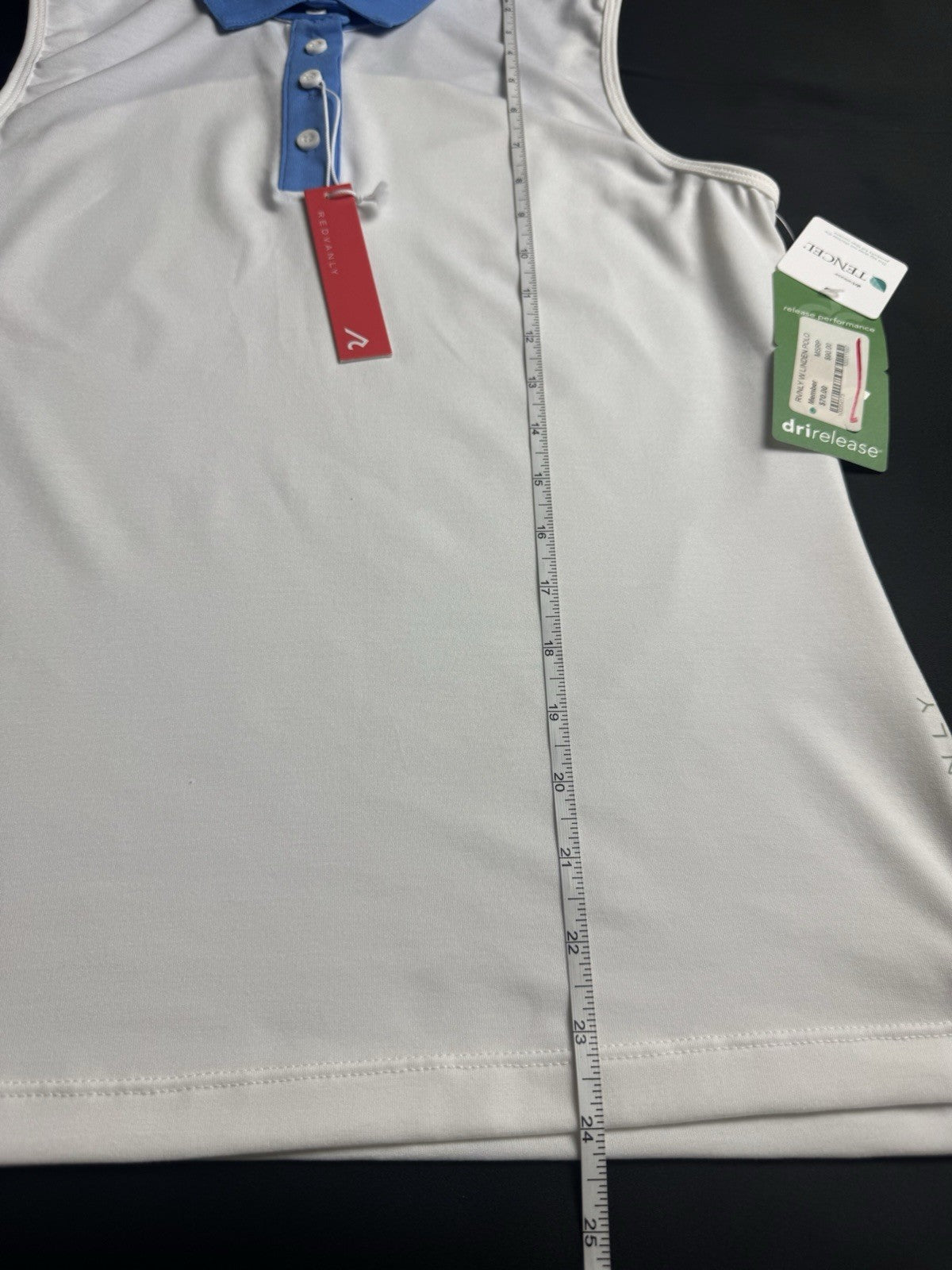 Redvanly Women’s Polo Shirt White w/blue Sz L.    (B.159)