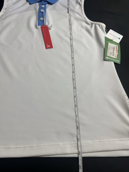 Redvanly Women’s Polo Shirt White w/blue Sz L.    (B.159)