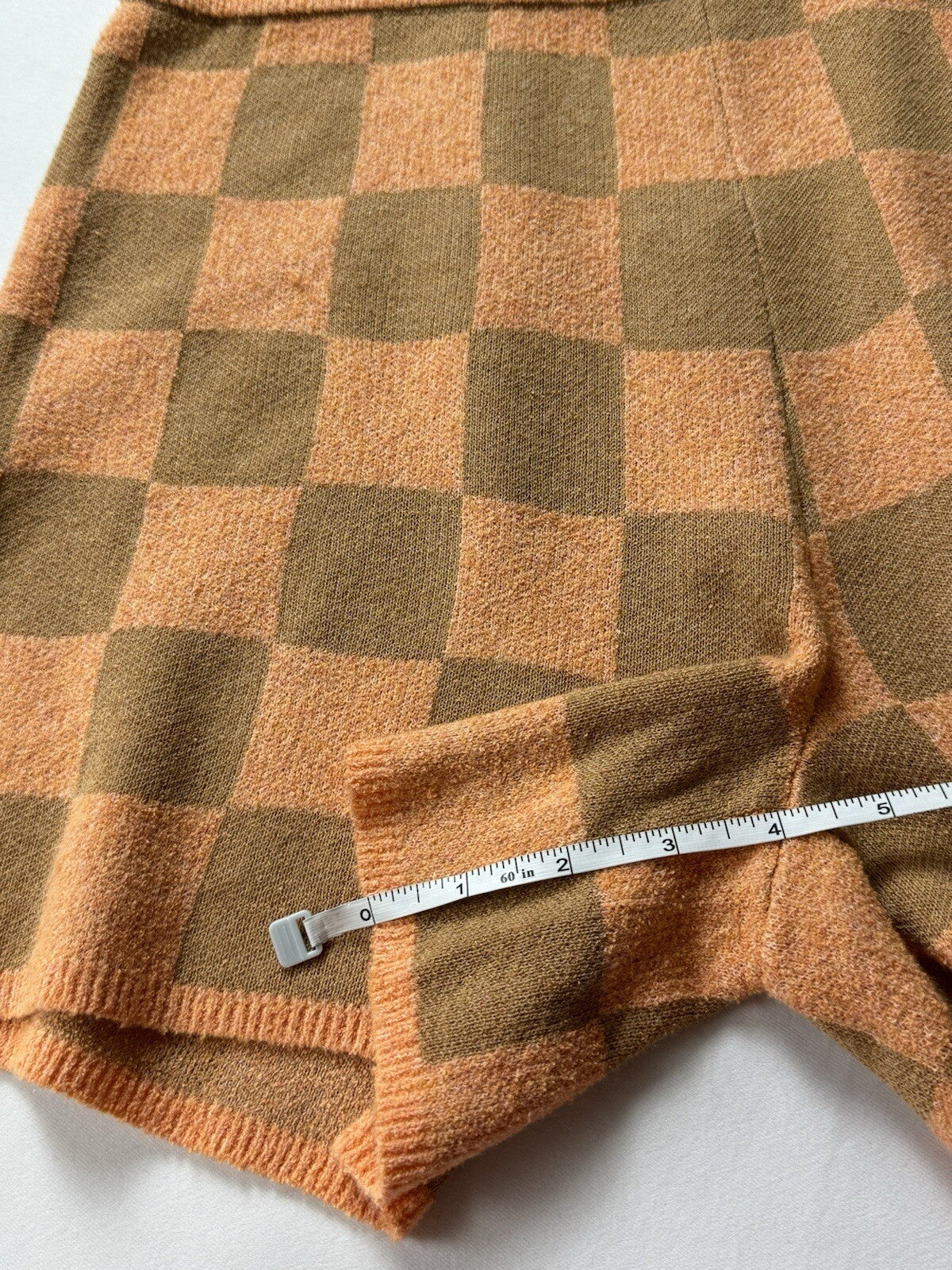$118 UGG Women’s Maliah Sweater Shorts Orange Brown Checked Sz S.        (B.103)