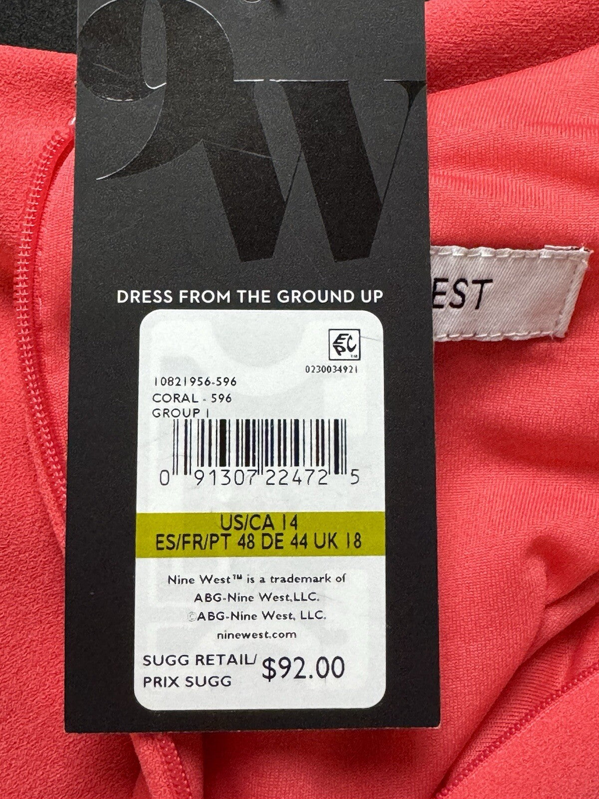 $92 Nine West Women’s Belted Orange Jumpsuit Sz 14. (B.86)