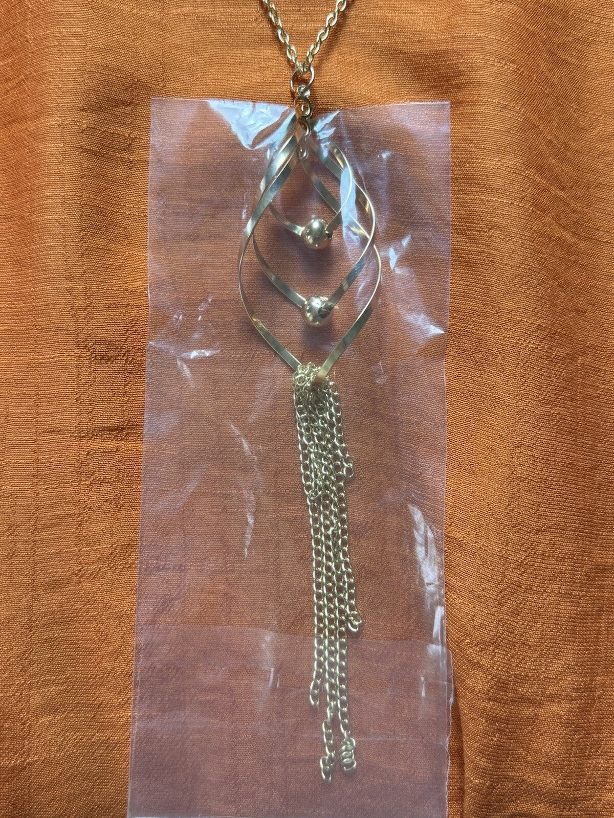 Tacera Women's Orange Dress with Necklace Sz M. (78)