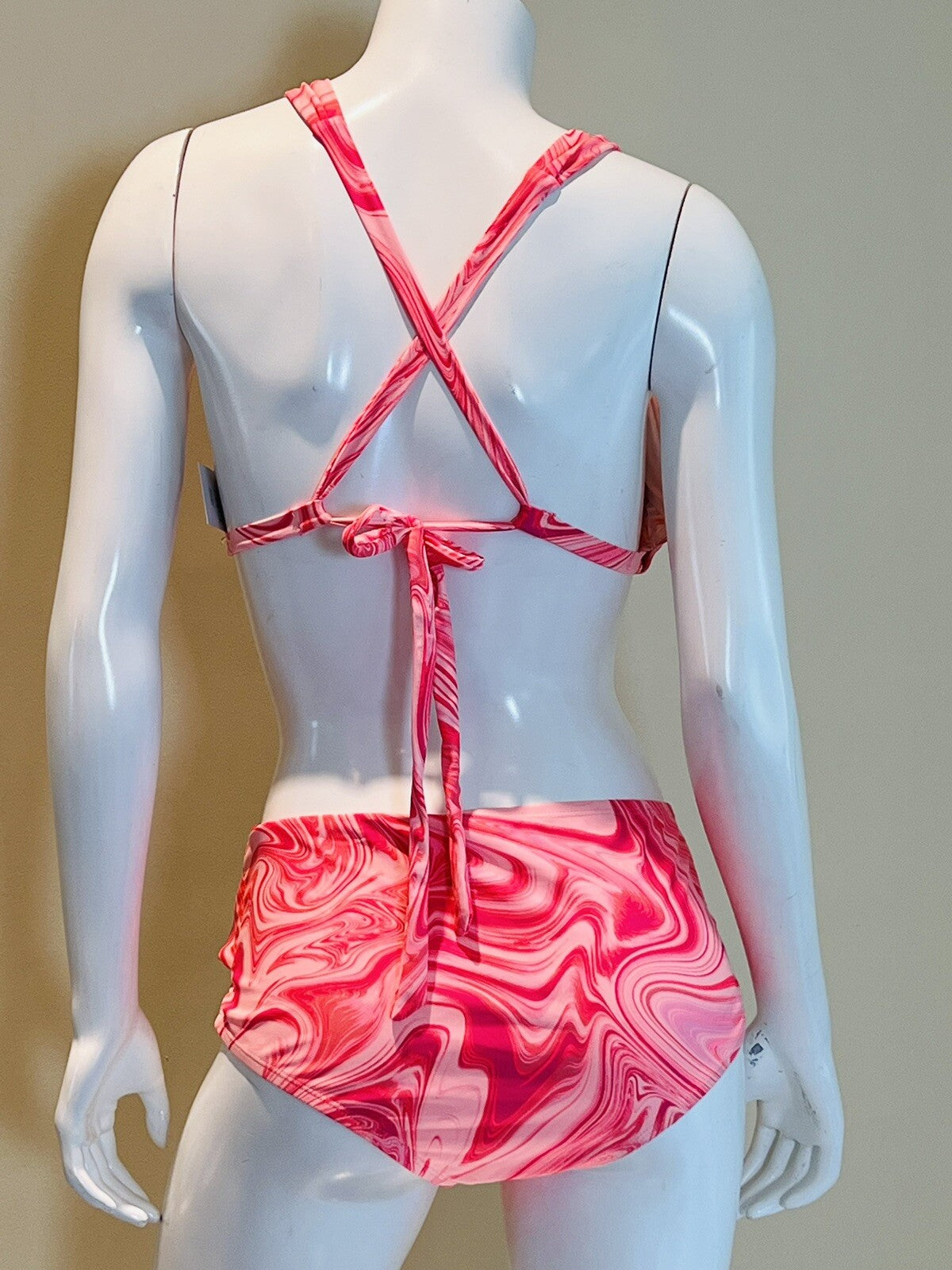 Time And True 2 Pc Bathing Suit Size M Marble Pink Bikini