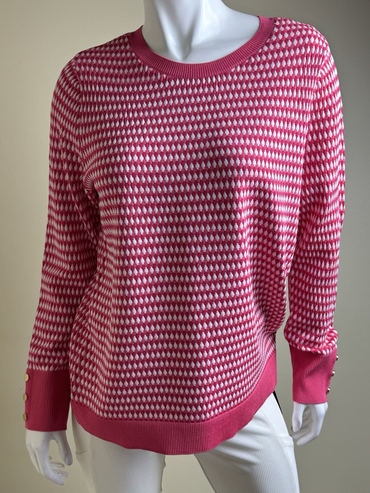 $99 ANNE KLEIN Knit CAMELLIA Sweater Sz L  (B.90/2)