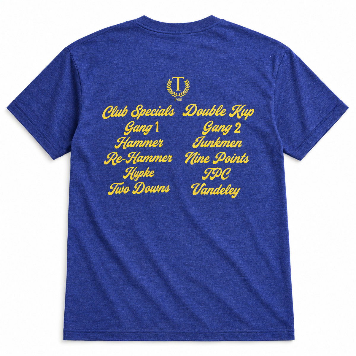 Women’s The Challenge Cup logo T-shirt size M back flat product view with yellow club graphic