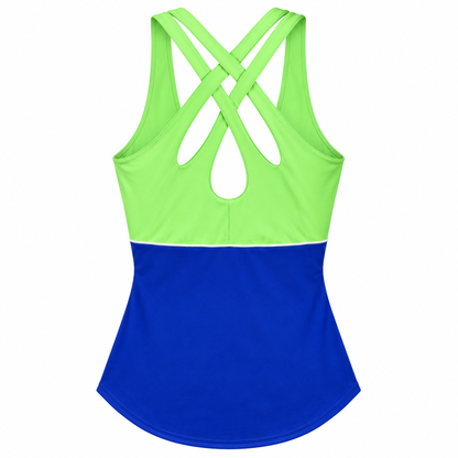 JOFIT women's Loop Back golf tank size S back flat view showing loop-back straps
