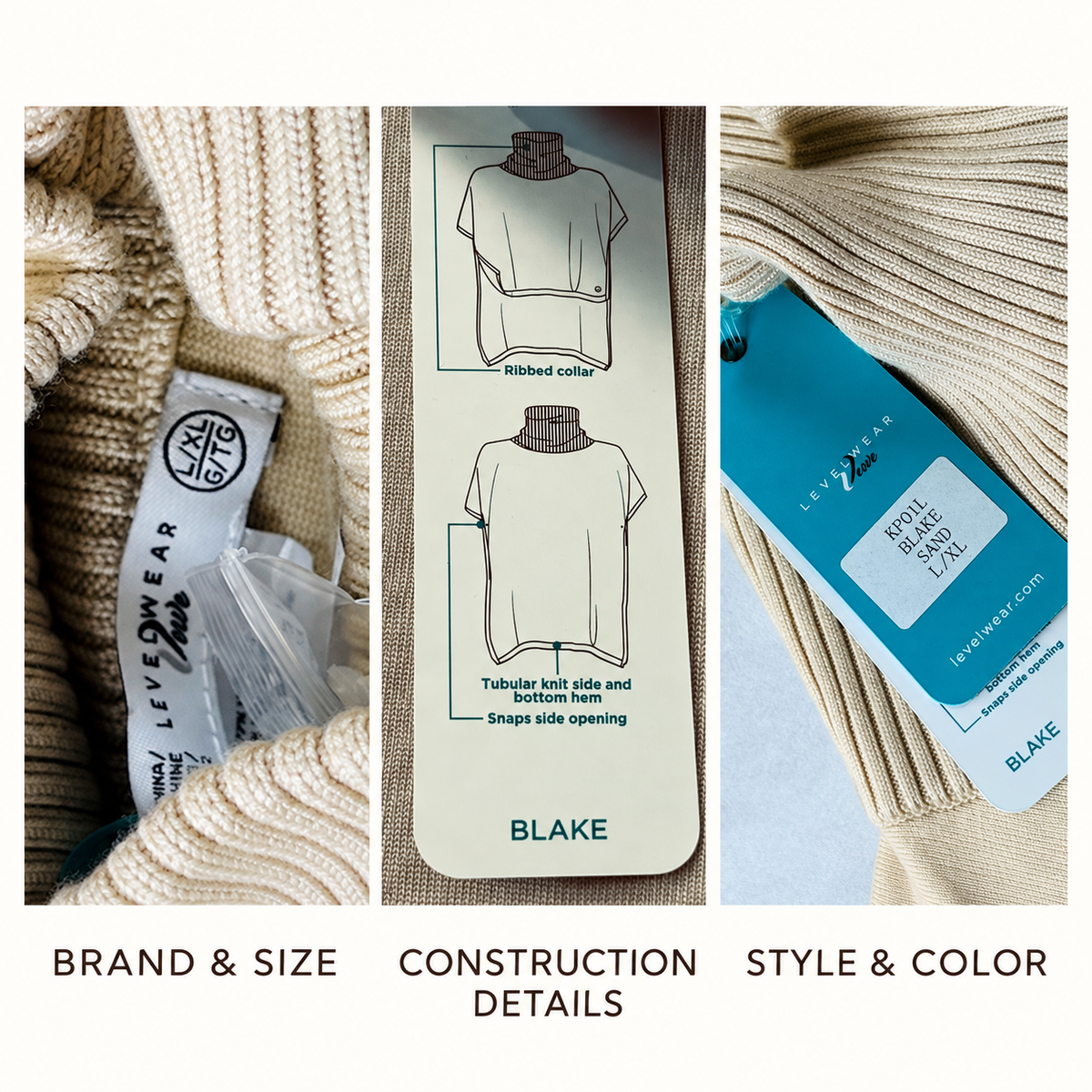 Authentic LeverWear Blake poncho brand size style and construction tags