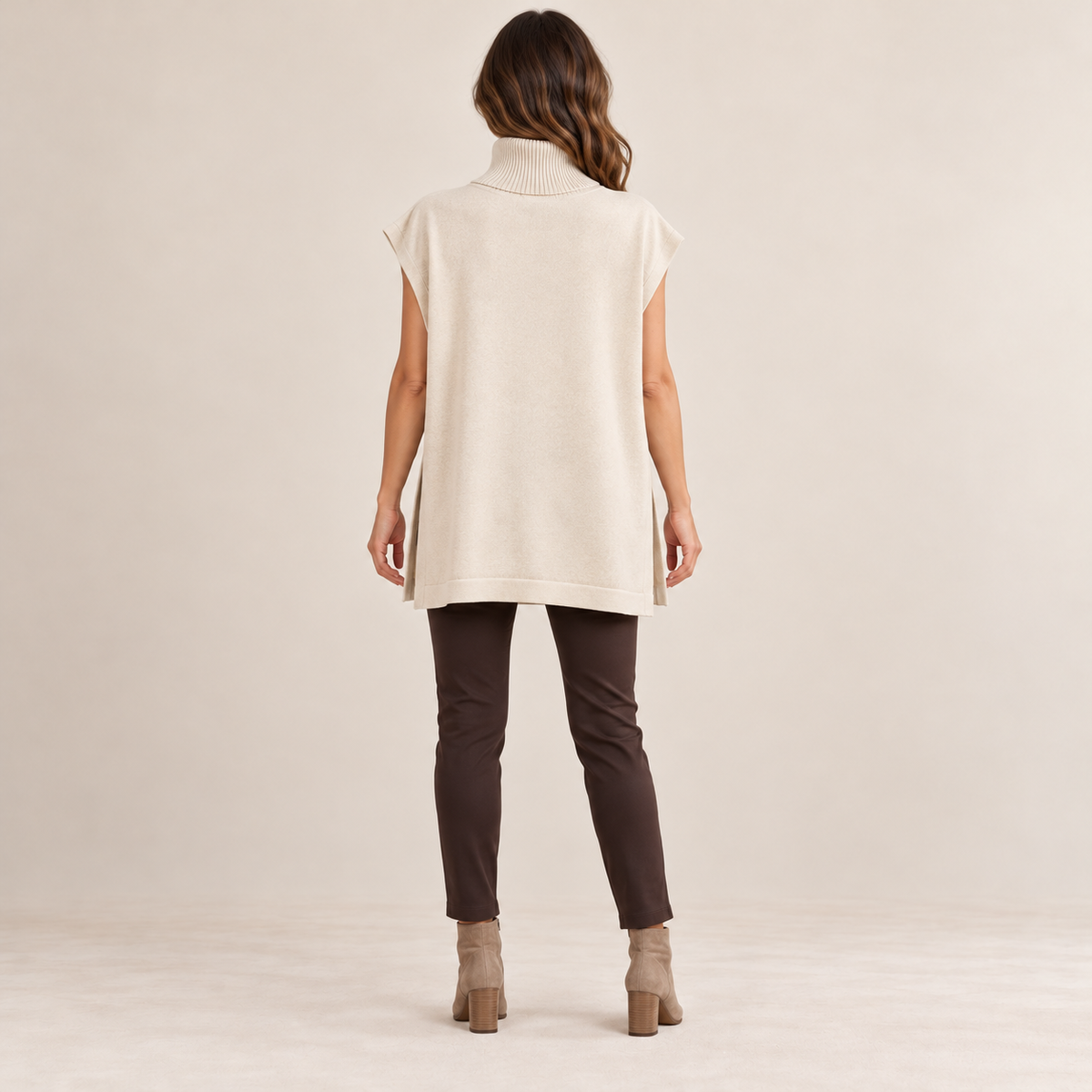 LeverWear Blake beige poncho size L XL back model view