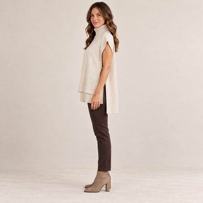 LeverWear Blake beige poncho size L XL side model view
