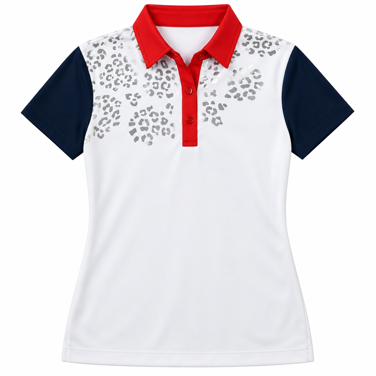 Monterey Club white navy and red golf polo size M front flat product view
