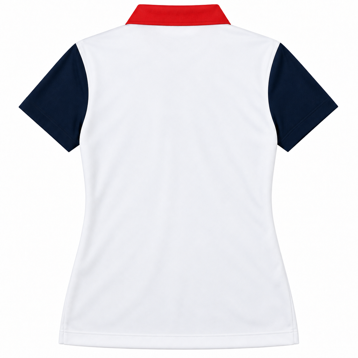 Monterey Club white navy and red golf polo size M back flat product view