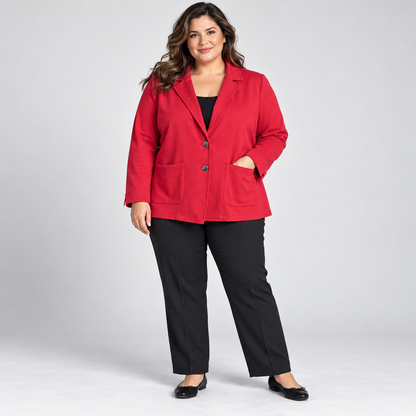 Nautica Jeans women's vivid red knit blazer size 3X front model view